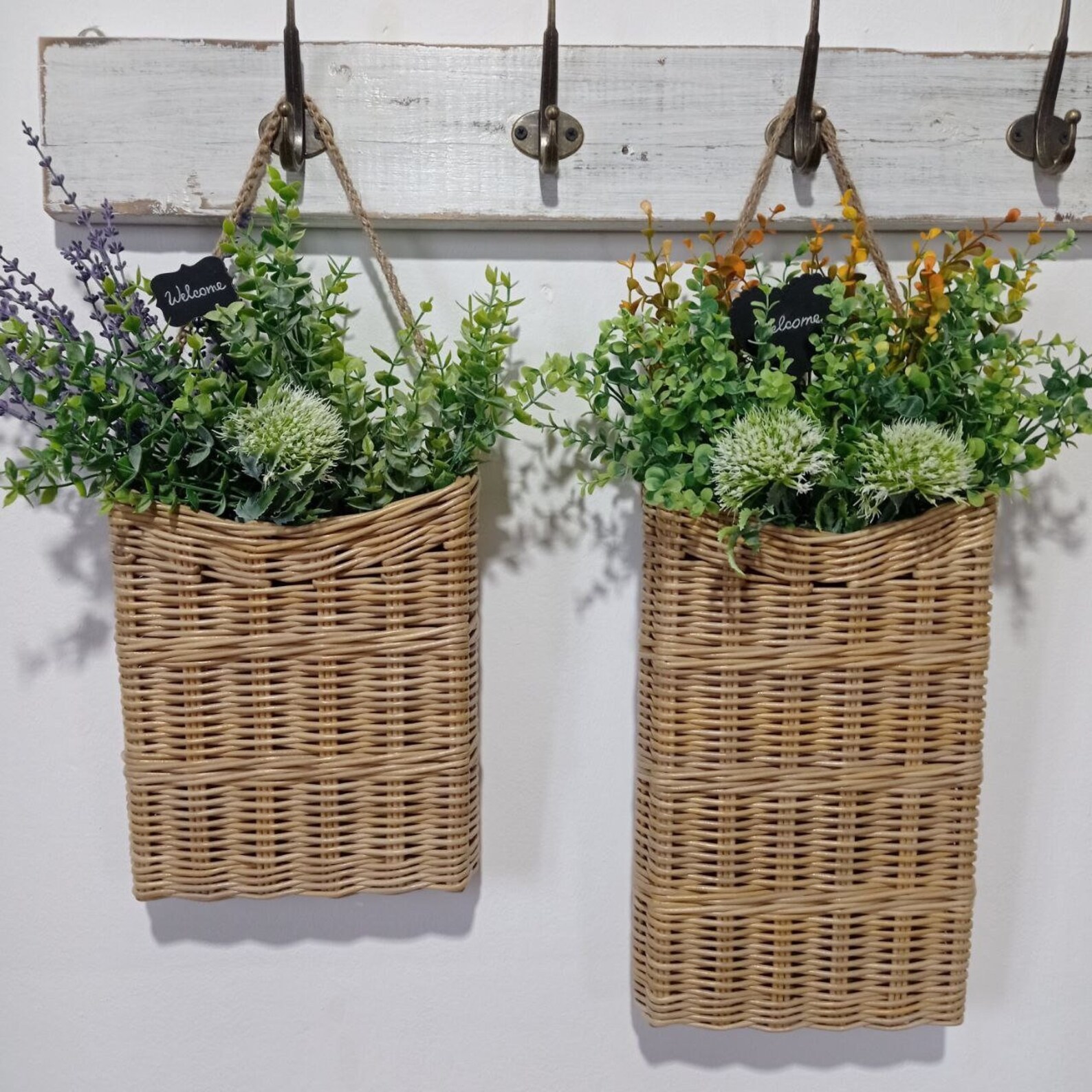 A Set of Two Light Brown Door Baskets Basket for Flowers Door Basket