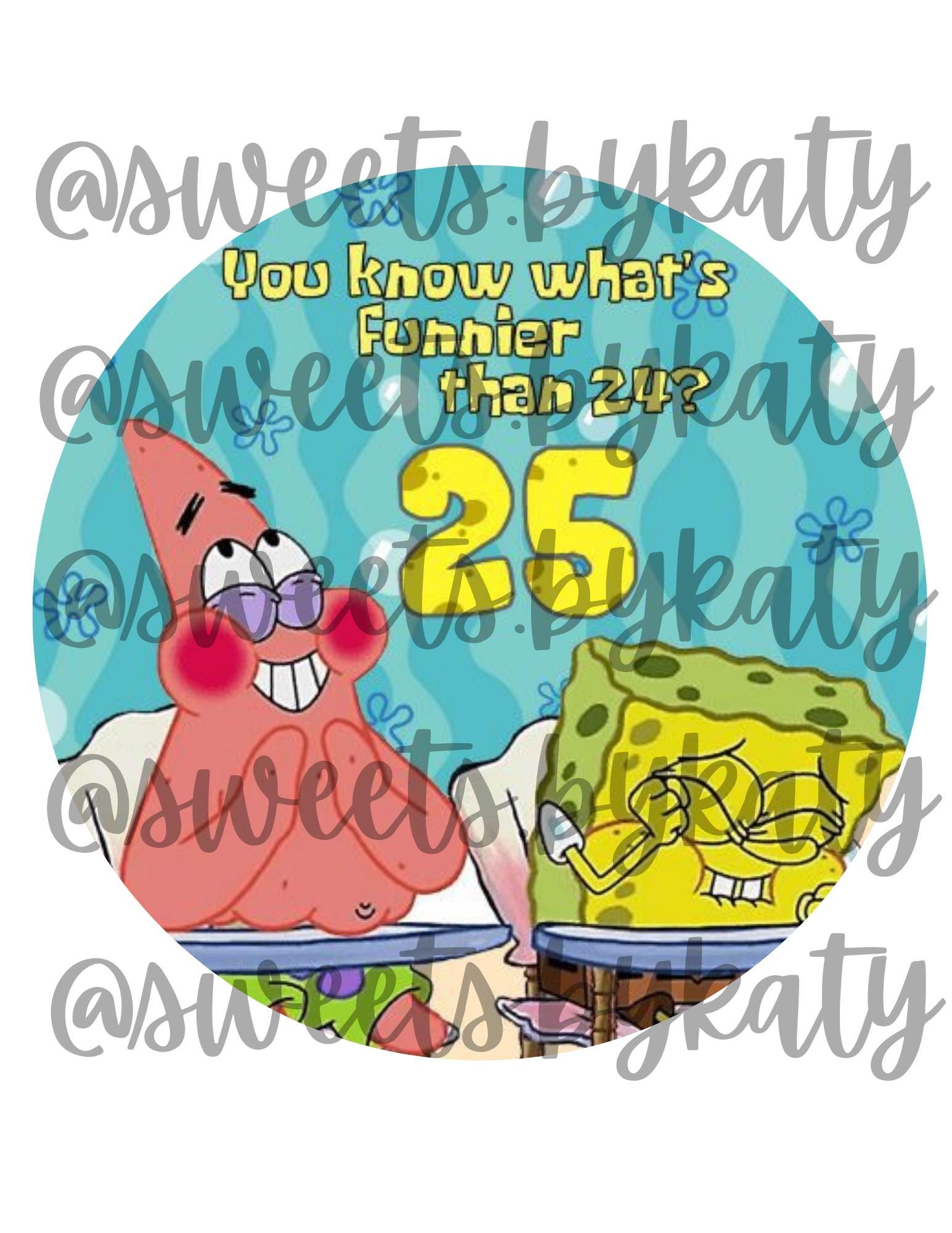 Edible image Cake/cupcake topper Whats Funnier than..24...25 Sponge