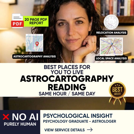 Same Hour/Same Day Astrocartography Reading, Personalized Relocation Astrology. Astromap Analysis, Psychological Insight