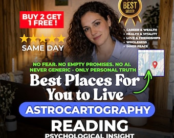 Same Hour/Same Day Astrocartography Reading, Personalized Relocation Astrology. Astromap Analysis, Psychological Insight
