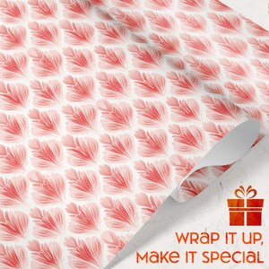 Red Pink Floral Heart Romantic Gift Wrap For Valentine&#39;s Day Holiday Gift Wrap Elegant Gift Wrapping Love Themed Paper