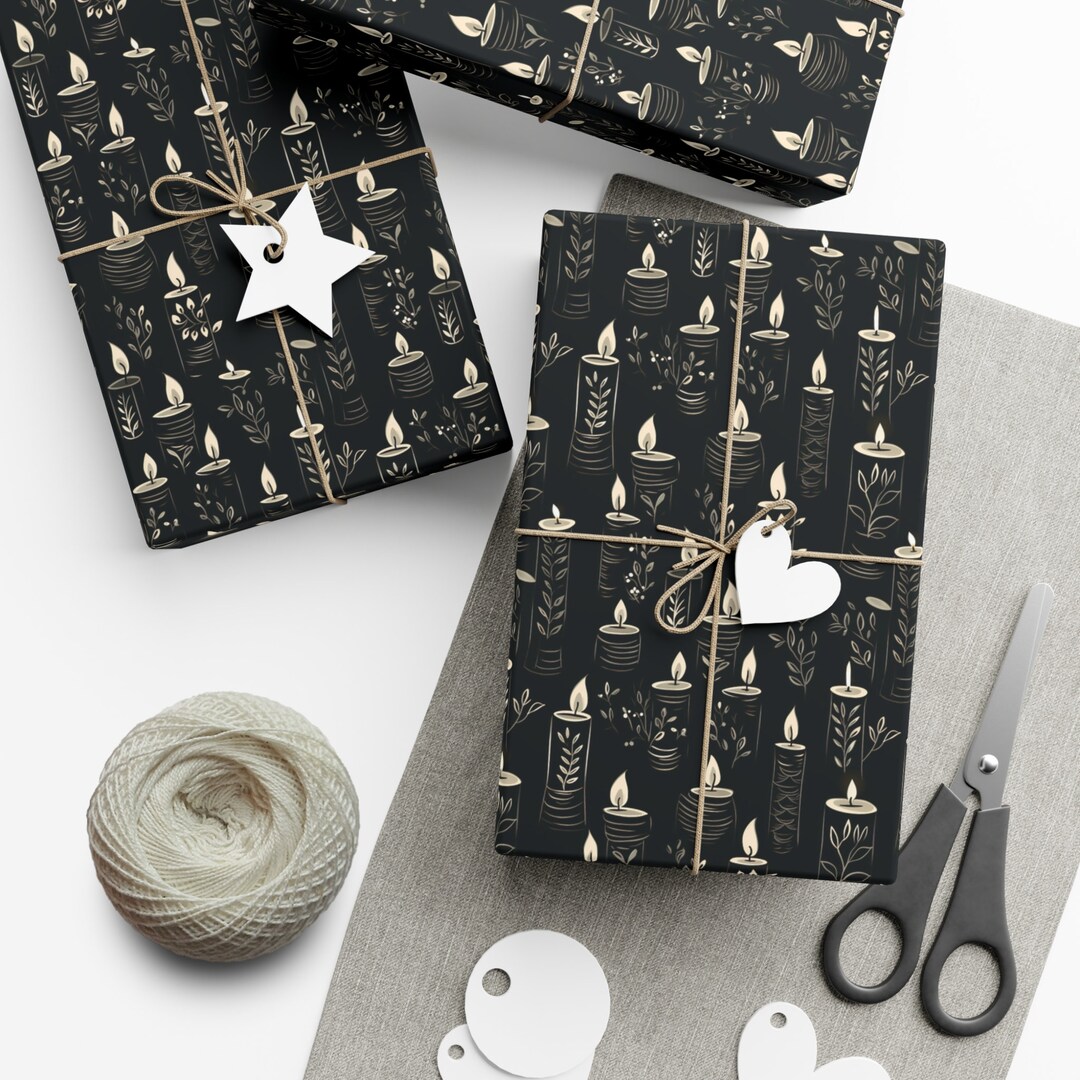 Calligraphy Candle Birthday Wrapping Paper, Birthday Gift Wrapping ...