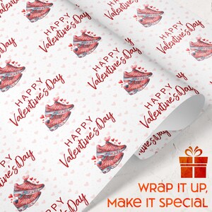 Valentines Running Happy Valentine&#39;s Day Wrapping Paper For Runners Joggers Valentines Day Wrap Sports Fan Love Wrap Custom Runner Gift