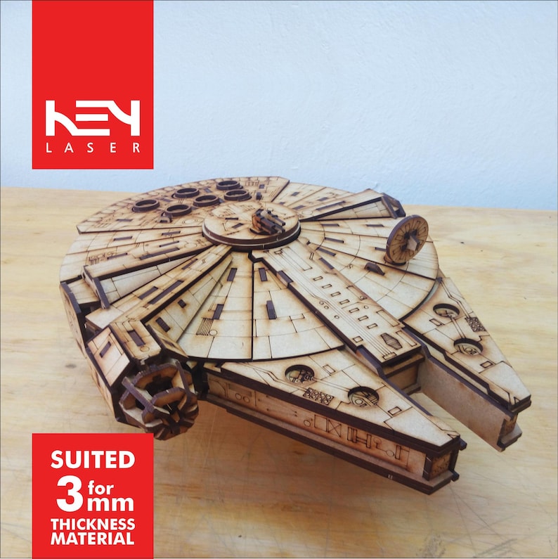 Precision Lasercut 3D Millennium Falcon Assembly Vector Files for