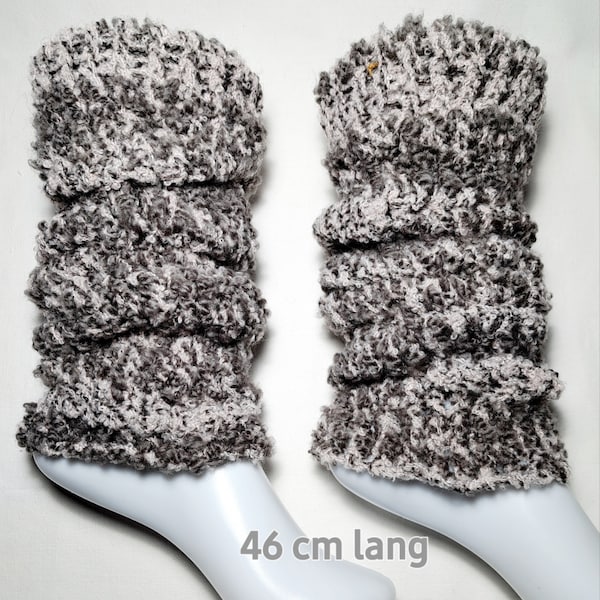 Beinstulpen gestrickt Damen, Grau-meliert , 46 cm lang, MELINA Accessoire