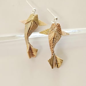 Origami Koi Fish Stud Earrings: Japanese Paper Floral Jewelry