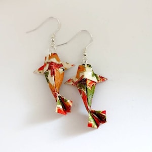 Origami Koi Fish Earrings: Japanese Paper Dangle Jewelry