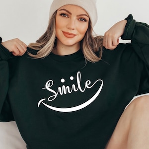 Smile SVG / Fine and Fancy Black Cursive / Script Capitalized Word "Smile" w/ Happy Face Eyes Design - Digital Download