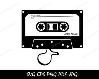 Cassette svg, Cassette tape, svg, svg designs, svg files for cricut, instant download, clipart, tape svg, music svg, 80s svg,Customizable
