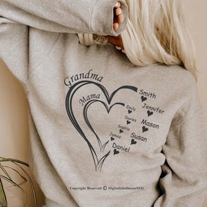 Coeur personnalisé petit-fils nom Svg, Bundle de vecteur personnalisé Mama Cricut Design, Silhouette clipart mère Mimi, T-shirt PNG, trace de coupe