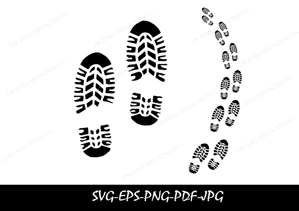 Hiking Boot Prints SVG, PNG, EPS, Pdf, Jpg Instant Digital Download