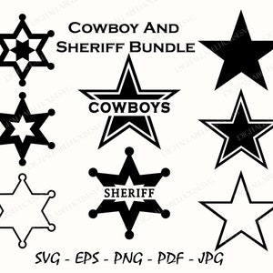 カウボーイスター、シェリフスターSVG、商用利用可能なスターSVG、クリカットカットファイル、スターアウトラインデザイン、ダブルスターPNG、基本シェイプSVG、EPS、DXF