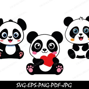 Lindo bebé panda, Panda Bear SVG, Panda svg, Bear svg, Lindo Panda svg, Archivos de corte, Cricut, Clipart, Silueta, Calcomanía, Plantilla, Vector