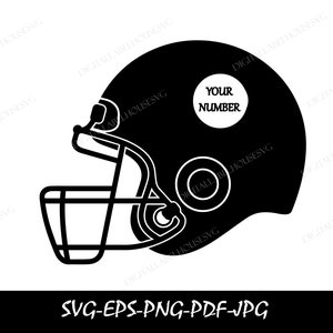 Archivo de corte SVG de casco de fútbol, archivo de corte de casco de fútbol, silueta de casco de fútbol, clipart de casco de fútbol, personalizable, png, eps, pdf, jpg