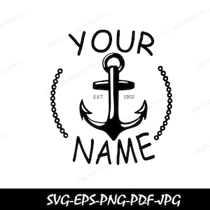 Anchor Svg, Nautical Svg, Anchor clipart, Marine Svg, Anchor Shirt Svg, Name Split Svg,Cruise Anchor Svg,Customizeable,Anchored,Anchor Chain