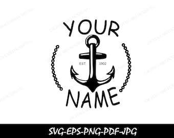 Anchor Svg, Nautical Svg, Anchor clipart, Marine Svg, Anchor Shirt Svg, Name Split Svg,Cruise Anchor Svg,Customizeable,Anchored,Anchor Chain