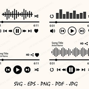 Muziekspeler Svg-bundel, muziekspeler Display Audio Control Svg, afspeelknoppen Svg, muziekspeler png, bestand knippen, direct downloaden, Spotify Svg