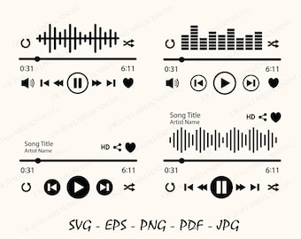 Music Player Svg Bundle, Music Player Display Audio Control Svg, Play Buttons Svg, Music Player Png,Cut File,Instant Download,Spotify Svg
