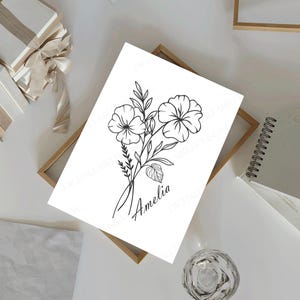 Ramo de flores del mes de nacimiento Svg, Svg de flor, Svg floral, Flor del mes de nacimiento, Flor de nacimiento, Ramo de flores, Flor, Flores, Tatuaje, Svg violeta