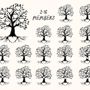 Family Tree SVG, 2-16 Members Family Svg, Tree Monogram Svg, Family Reunion Svg, Tree Svg, Tree of Life Svg, Cut Files, Cricut, Png, Svg