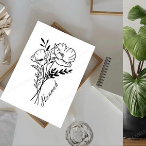 Bouquet de fleurs pour le mois de naissance Svg, Svg de coquelicot, fleur, Svg floral, fleur du mois de naissance, fleur de naissance, bouquet de fleurs, botanique Svg, Svg anniversaire