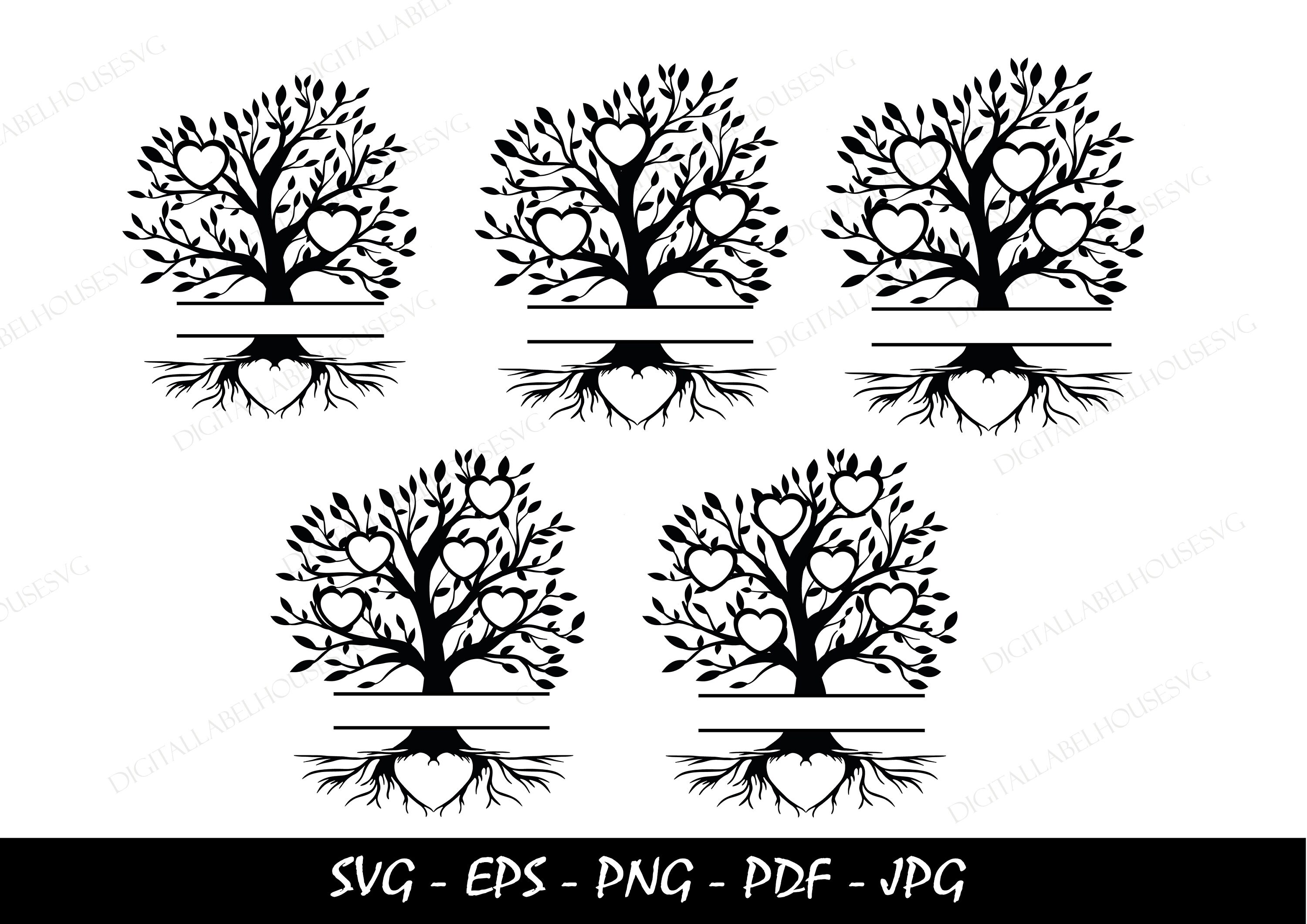 Family Tree SVG Bundle 2-16 Members Family Reunion Cut Files Cricut ...