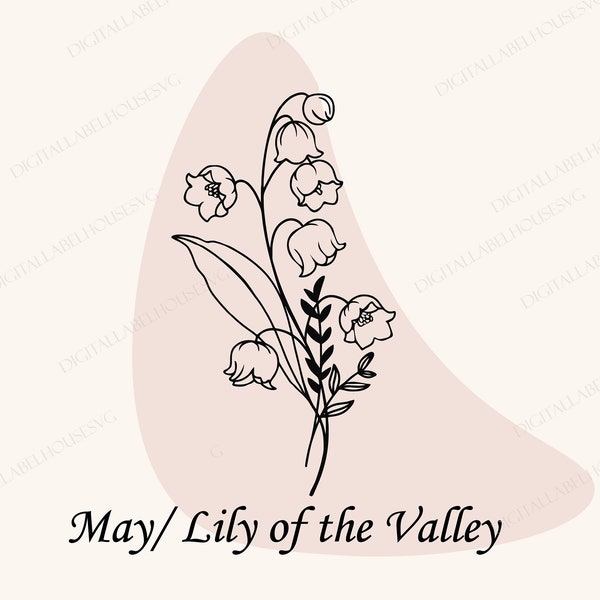 Bouquet de fleurs du mois de naissance Svg, muguet, fleur Svg, Svg floral, fleur du mois de naissance, fleur de naissance, bouquet de fleurs, fleur, Svg, Png, Eps