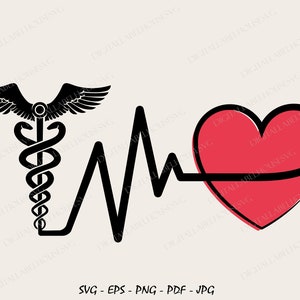 Cute Medical Heartbeat Graphic, Heartbeat SVG, First Responder, Doctor, Nurse, Front Line SVG, Commercial use, Silhouette, Nurse life SVG
