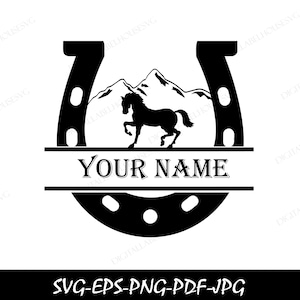 Modello SVG per taglio laser del cartello con il nome a ferro di cavallo, file SVG a ferro di cavallo, file di taglio a ferro di cavallo, file vettoriali a ferro di cavallo, vettore a ferro di cavallo