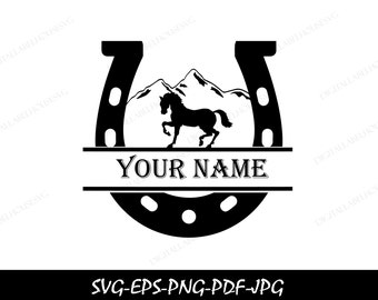 Horseshoe Name sign SVG laser cut template,Horseshoe Svg Files, Horse Shoe Cut Files, Horseshoe Vector Files, Horse Shoe Vector