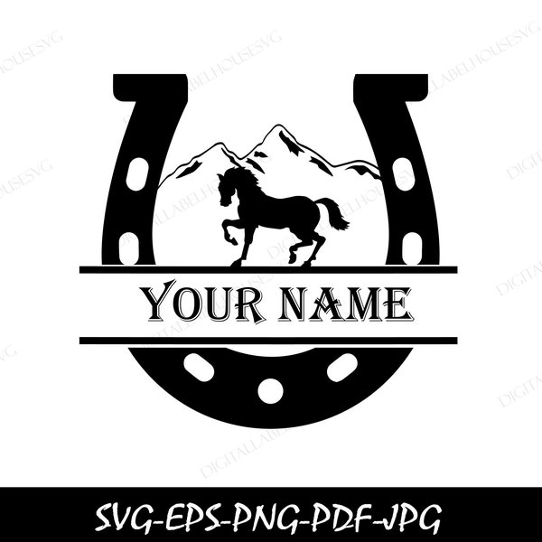 Horseshoe Name sign SVG laser cut template,Horseshoe Svg Files, Horse Shoe Cut Files, Horseshoe Vector Files, Horse Shoe Vector