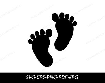 Foot Prints, SVG, PNG, JPG, Commercial Use, Digital Cut File, Transparent Background, Instant Download, Silhouette, Footprint svg, Baby Feet