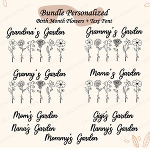 Bündel personalisierte Omas Garten SVG, Geburtsmonat Blumen Clipart, Diy Geburtsmonat Blumen svg, Aquarell Blumen svg, Muttertags svg