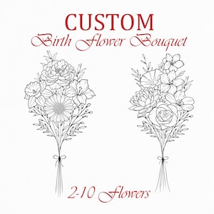 Benutzerdefinierte Geburt Blumenstrauß, Familie Geburtsmonat Tattoo-Design, Blumenstrauß-Druck, Geburtsmonat Blumen Design, benutzerdefinierte Blumenstrauß Design,Tattoo