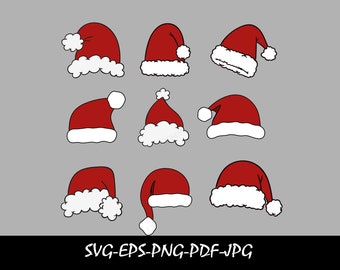 Santa Hat SVG, Cristmas Hat Layered cut file, Christmas SVG, Xmas Clipart, Holiday Winter Kid Shirt Silhouette Cricut Vinyl