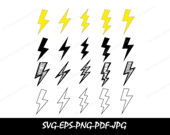 Lightning svg Bundle, Lightning Bolt svg, Flash svg, Lightning Clipart, eps, svg, pdf, png, jpg,Silhouette - Cricut , Thunder Cut File