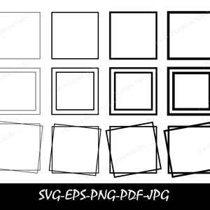 Cadres carrés différents traits SVG, Svg cadre carré, Double cadres carrés Svg, contour carré Svg, monogramme carré Svg, cadre carré Png