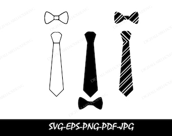 Bow Tie and Necktie Clipart, Mens Tie SVG (Digital Download)