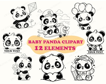 Panda SVG Bundle, Panda PNG Bundle, Panda Clipart, Panda SVG Cut Files for Cricut, Cute Panda Svg, Panda Silhouette, Panda Face Svg