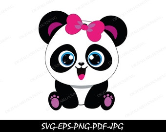 Cute baby panda layered SVG, Kawaii panda cut file Cartoon panda cutting Kids Cuttable Animal vector, Silhouette, Cameo, Cricut Vinyl Shirt