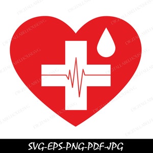 Hart medische kruis SVG-bestanden, verpleegkundige SVG gesneden bestanden, geneeskunde verpleegkundige vectorbestanden, medische vector, medische hart illustraties