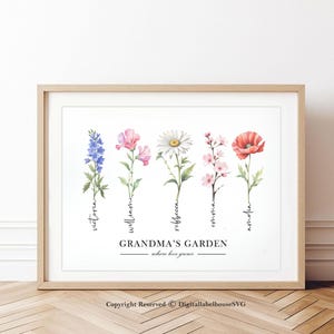 Geburtsblumen Muttertag Familienstrauß Digitales Geschenk für Oma Benutzerdefinierter Druck Personalisiertes Geschenk für Mama Großmutter Geschenk Blumenkunst