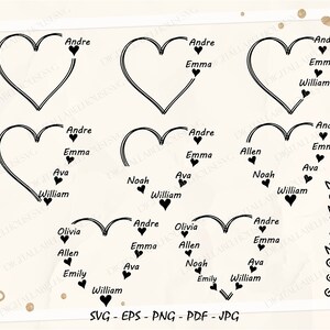 Benutzerdefiniertes Herz-Enkelkind-Namenssvg, personalisiertes Mama-Svg, Mutter-Svg-Bundle, Mutter-Svg-Bundle, Grammy / Mimi / SVG-Bundle, Oma-Shirt-Svg
