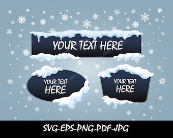 Snow Caps Text svg,Snow on the wall Svg Bundle,Snow on the roof svg,Christmas snow svg,vector clipart png ,eps stencil,cut file