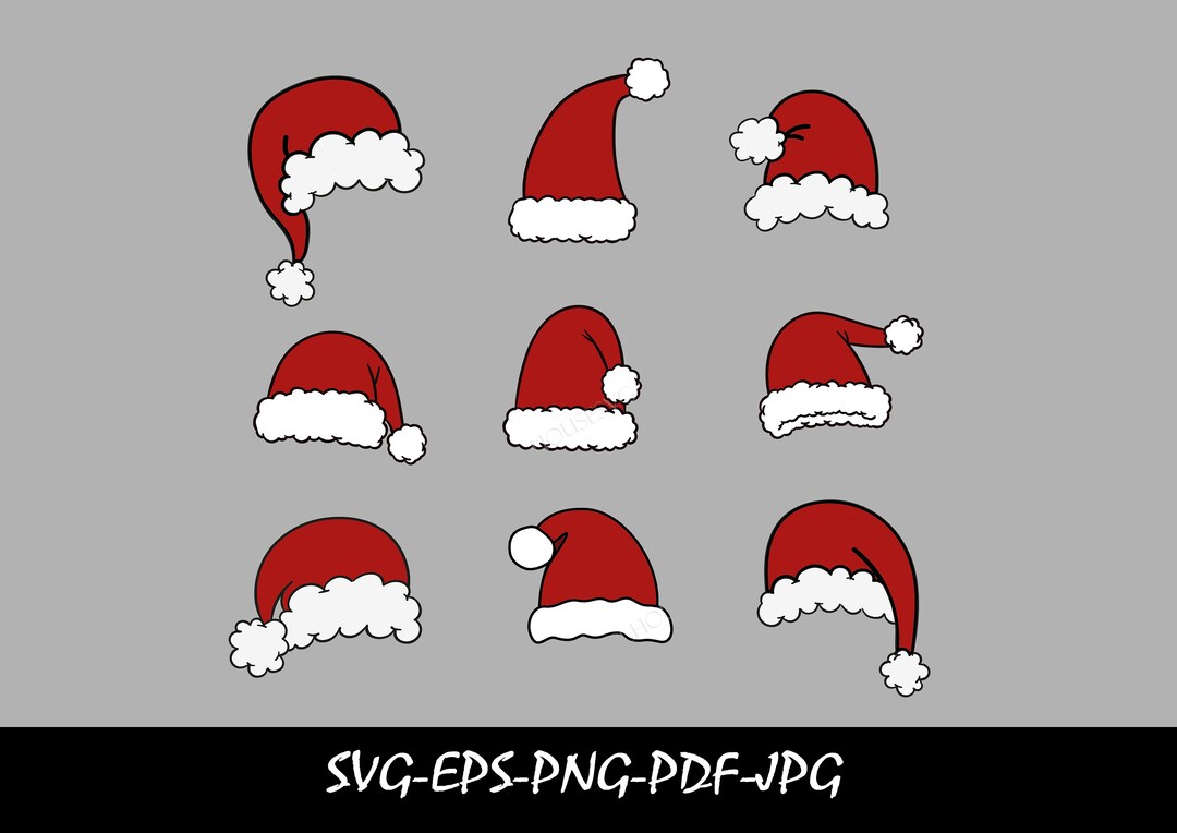 Santa Hat SVG, Santa Hat Cut File, Christmas Hat Svg Bundle, Elf Hat ...