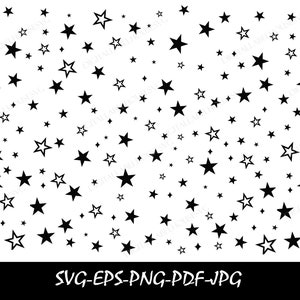 Wzór STARS SVG, pliki do cięcia wzorów STARS dla Cricut, Szablony gwiazd SVG, Sparkle Star SVG, Kontur gwiazdy SVG, Zniszczony kontur gwiazdy SVG