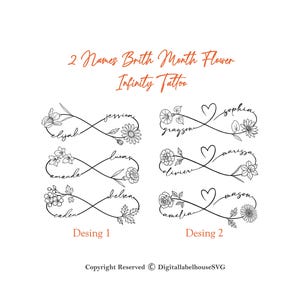 Custom Birth Flower Tattoo, Infinity Symbol Custom Design, Infinity Tattoo I Custom Tattoo Design,  Birthday Flower Tattoo, Infinity Tattoo