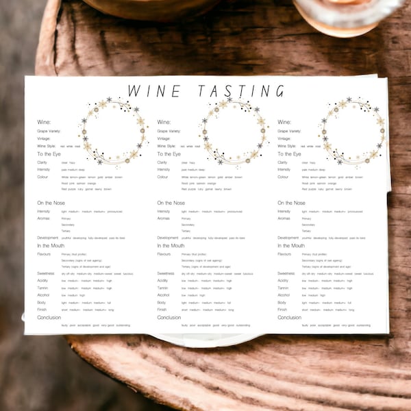 Wine Score Cards - Snowflake Wreath