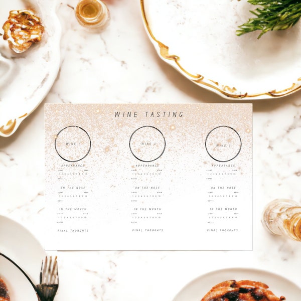 Wine Tasting Score Cards - NYE Sparkle