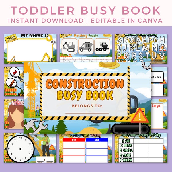 Toddler Learning Binder, Busy Book 1 Year Old, Printable Quiet Busy Book for Toddler Busy Book Printable Learning Pages